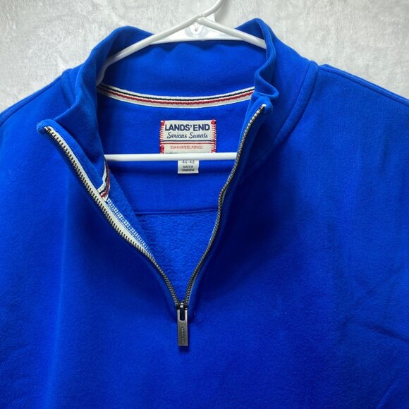 Lands End Mens XL Serious Sweats Blue Half-Zip Pullover Wnter Warm - Picture 2 of 11